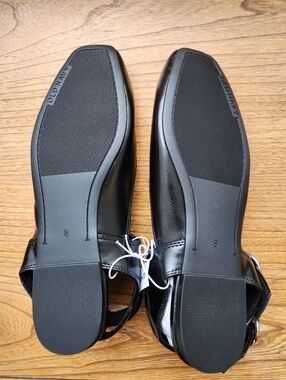 Faux-Leather Double Ankle-Strap Flats